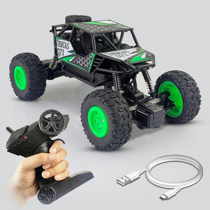 Rechargeable Rock Crawling 2WD 2.4 Ghz 4x4 Rally Car Remote Control Monster Truck (Green)